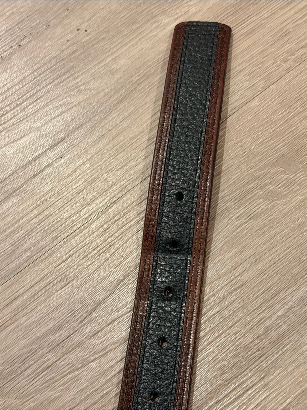 Allen Edmonds Leather Belt Mens 34 Brown Black Two Tone Casual USA Brass Buckle
